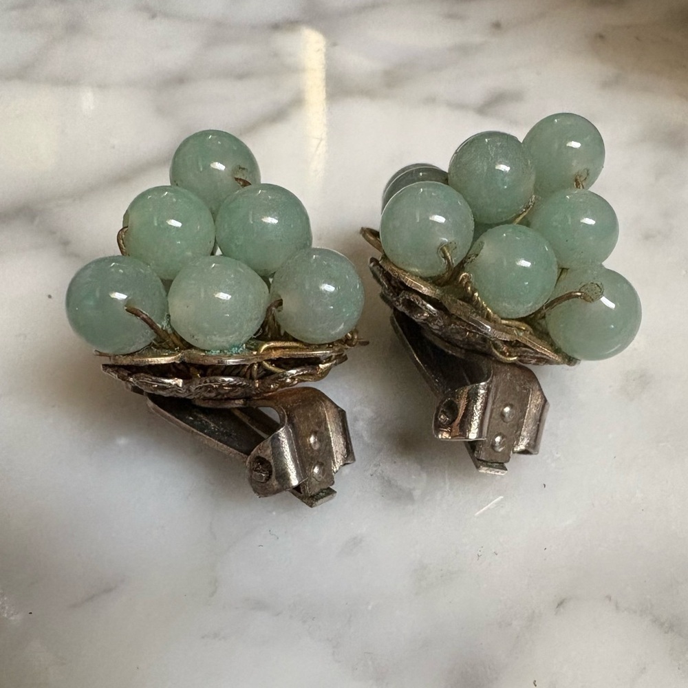 Vintage Green Cluster Earrings - Picture 6 of 16